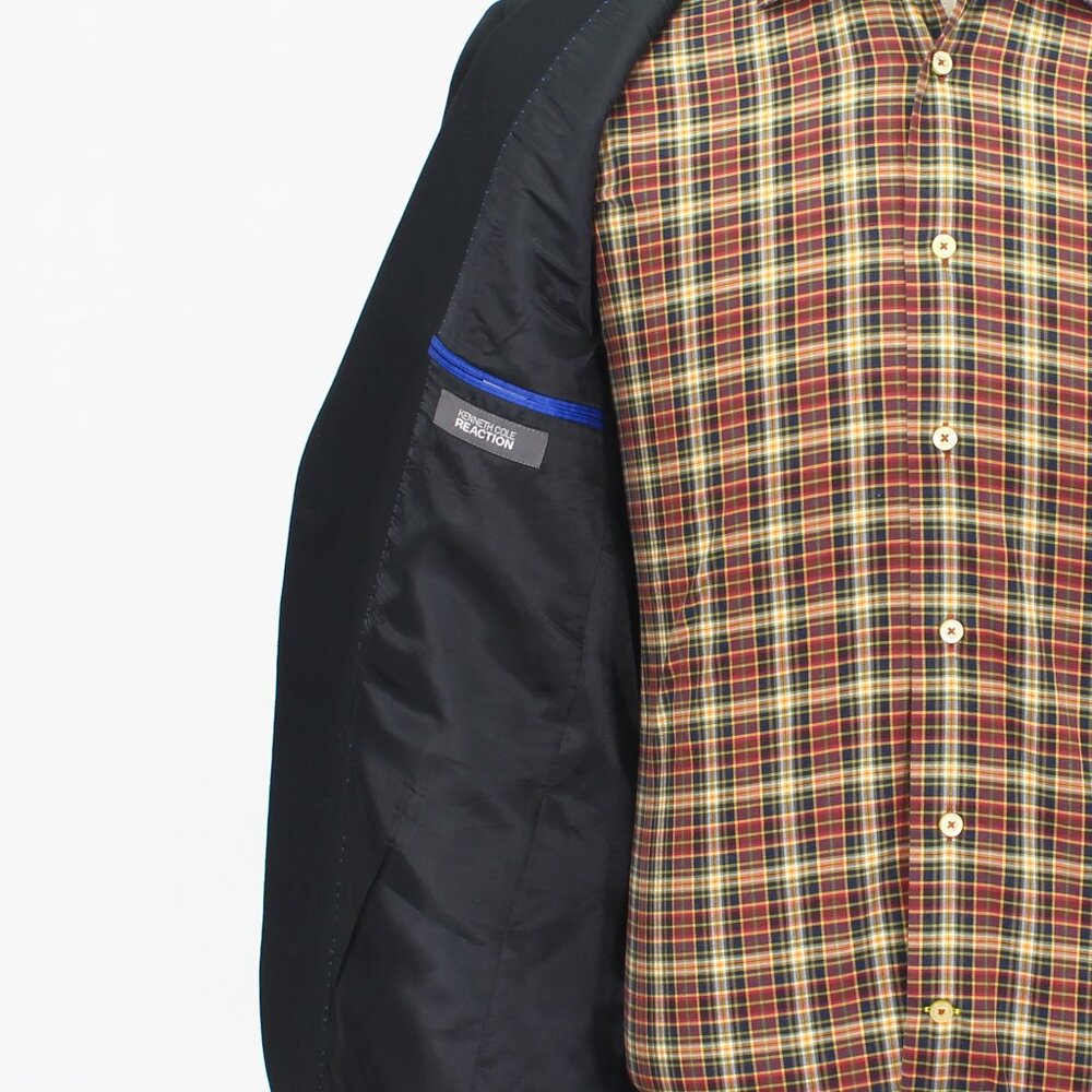 Kenneth Cole 40R Black Blazer Sport Coat Jacket 2-Button Solid Y175 - Picture 9 of 11